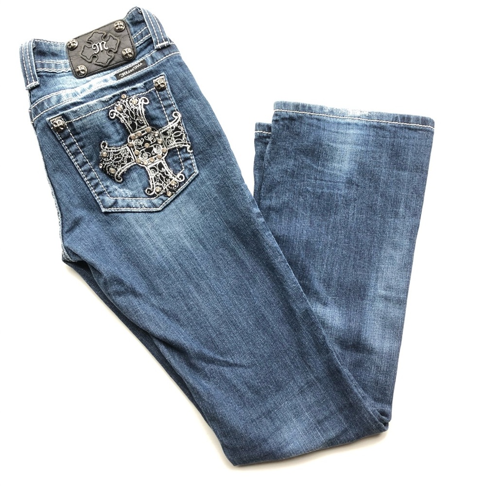 Miss Me Distressed Boot Cut Jeans Size 26